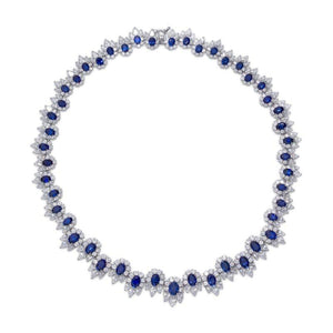 Sapphire Flower Cluster Grand Necklace