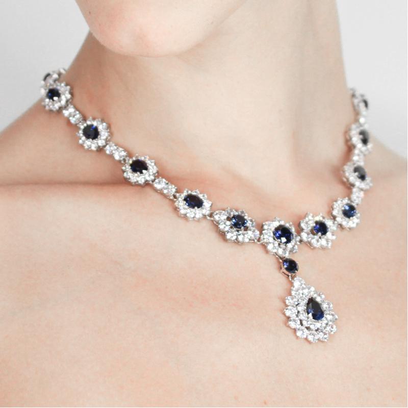 Evangeline Sapphire Flower Necklace