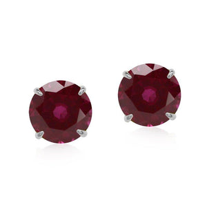 4 Prongs Round Studs in Ruby