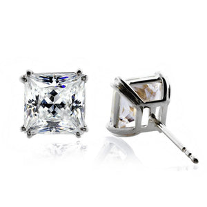 Double Prongs Princess Stud in White Gold