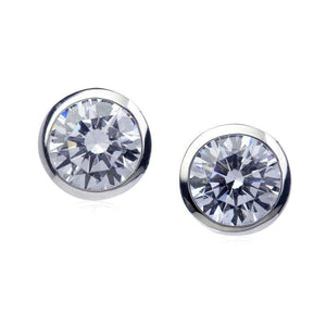Bezel Set Studs White Gold