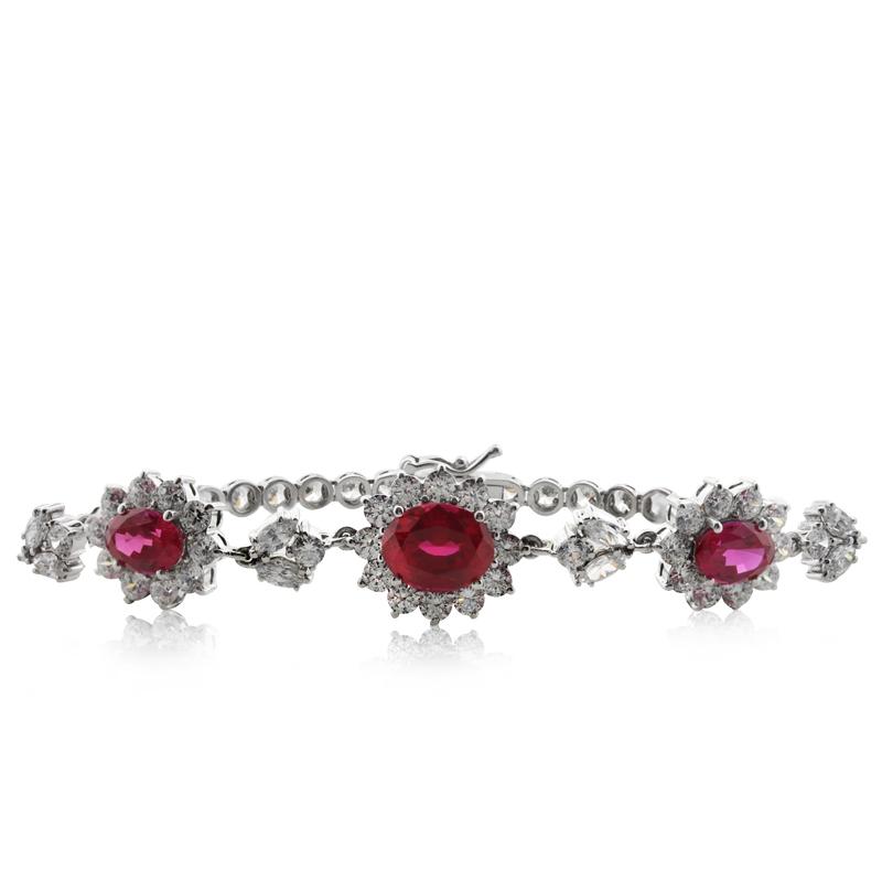 Ruby Oval Flower Bracelet