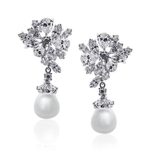 Pear Cluster Pearl Drop Earrings