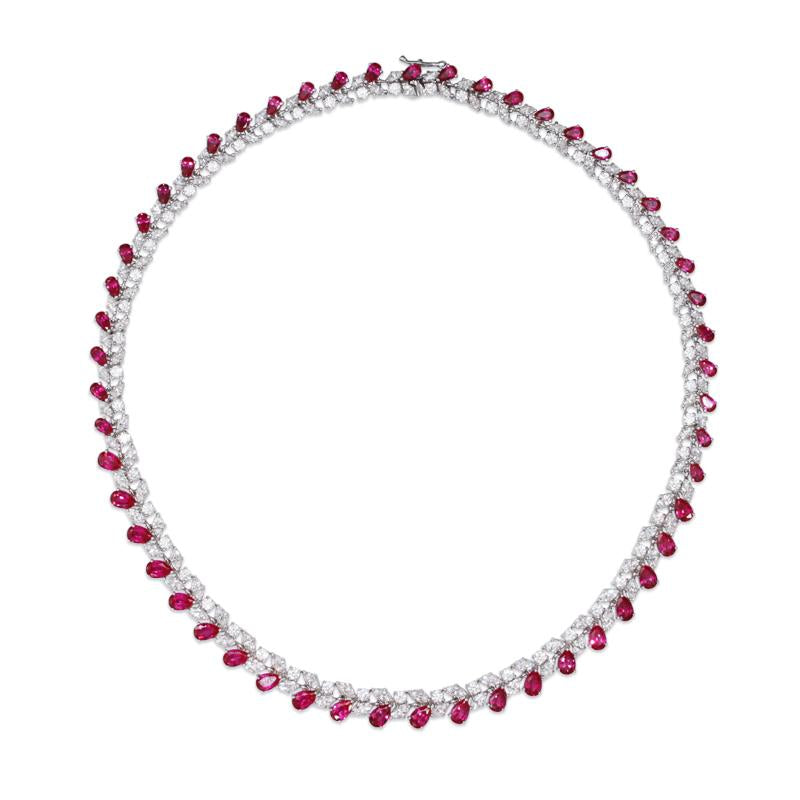 Marguerite Pear Necklace Ruby