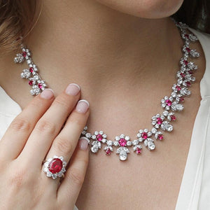 Frisia Pear Grand Necklace Ruby