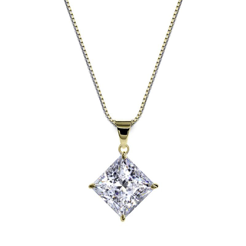 Princess Solitaire Pendant Yellow Gold