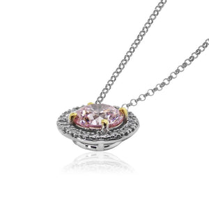 Classic Border Set Pendant in Fancy Pink