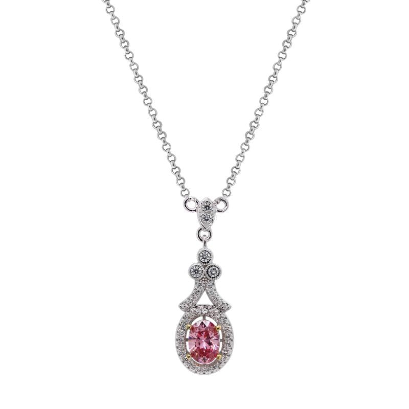 Frieda Oval Pendant in Fancy Pink