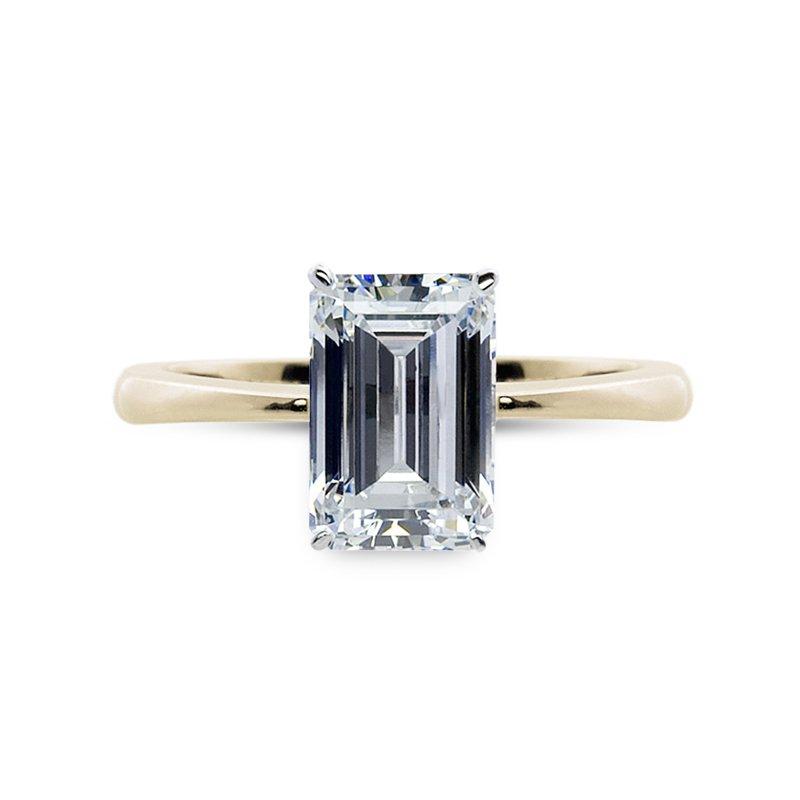 Knife Edge Emerald Cut Solitaire Yellow Gold