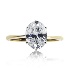 Knife Edge Oval Solitaire Yellow Gold