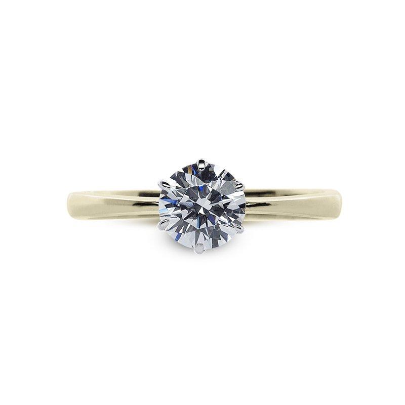 Knife Edge Round Solitaire Yellow Gold