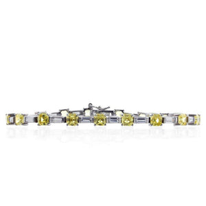 Fancy Yellow Asscher and Emerald Bracelet