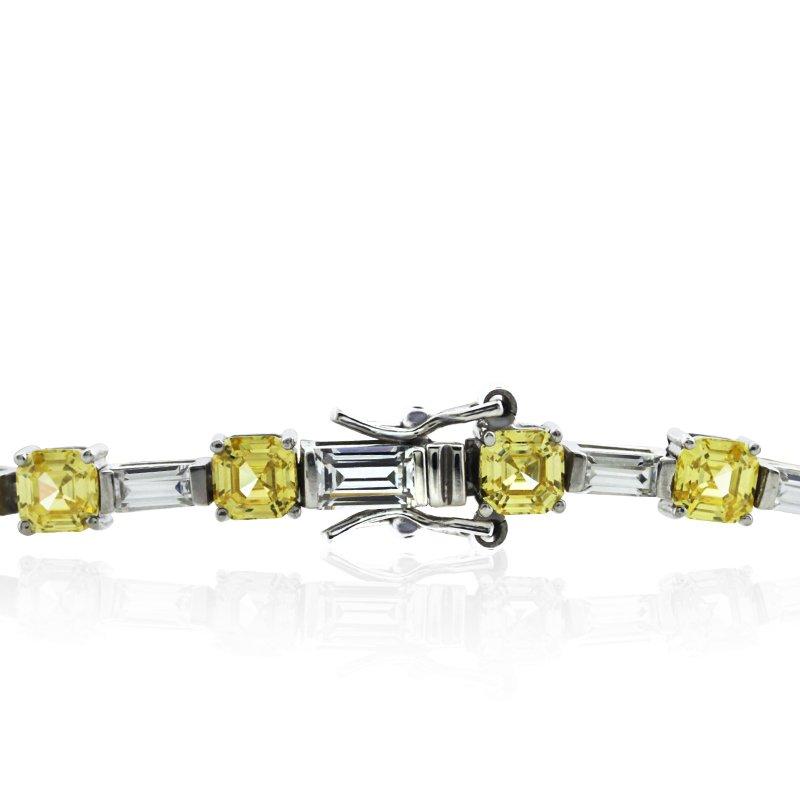 Fancy Yellow Asscher and Emerald Bracelet