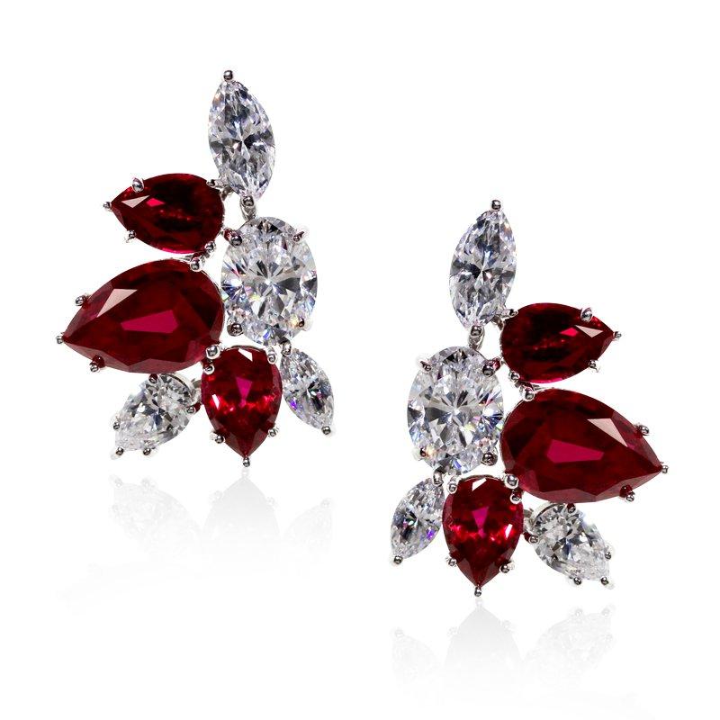Esther Pear Oval Marquise Cluster Earrings
