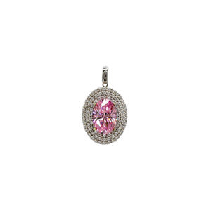 Pink Borderset Oval Pendant