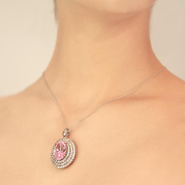 Pink Borderset Oval Pendant