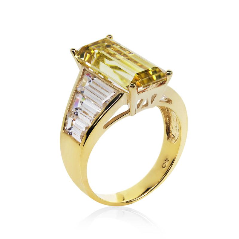 Emerald Channel Ring Fancy Yellow