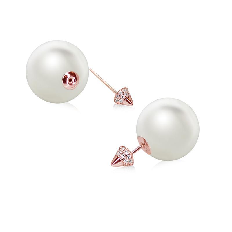 Leia White Pearl Spike Earrings