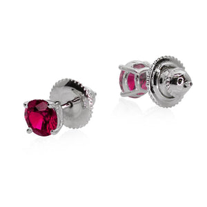 4 Prongs Round Studs in Ruby