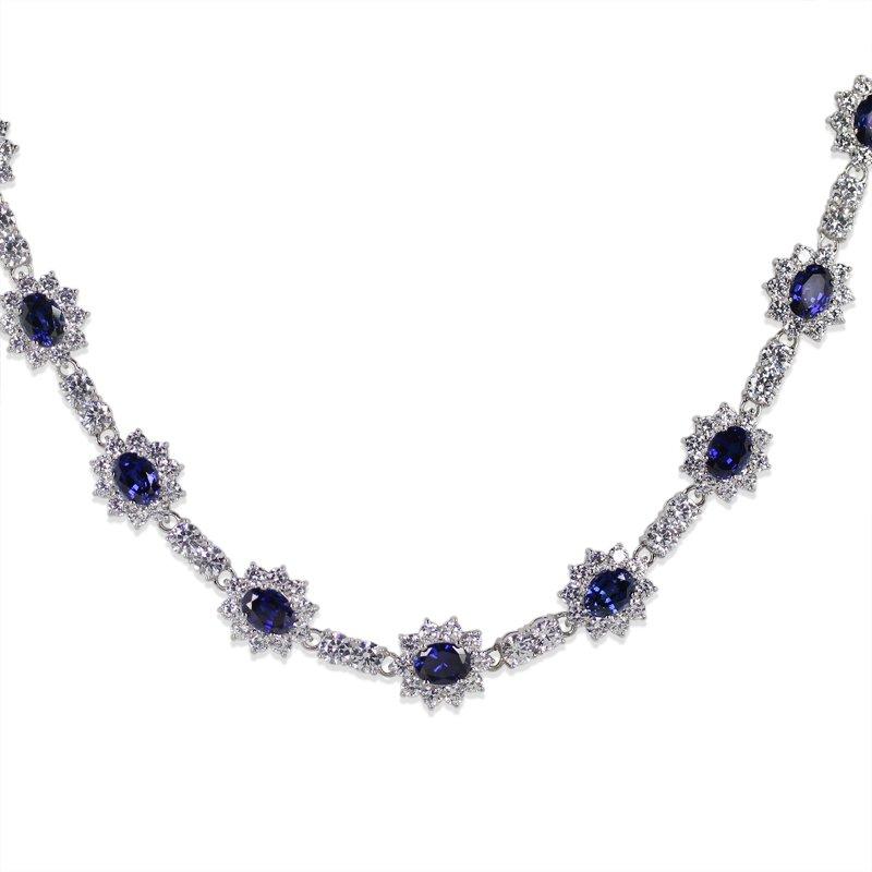 Sapphire Oval Flower Grand Necklace