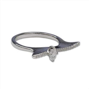 Sterling Silver Ring - Pear and pave design