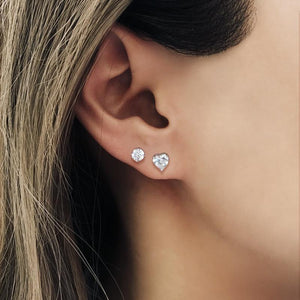 Sterling Silver Stud Earring - Single Heart Shape Stud