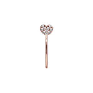 9K Rose Gold Hoop Earring - Heart Design