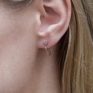 9K Rose Gold Hoop Earring - Heart Design