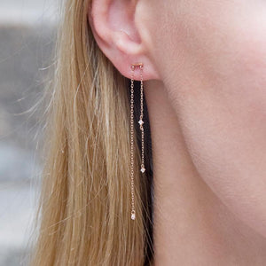 9K Rose Gold Drop Earrings - Asymmetric design
