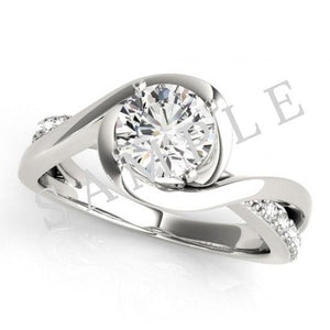 Ada Ring 18K White Gold with 0.42 carat Round diamond Ideal cut H color VVS2 clarity