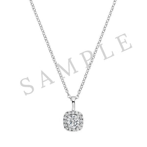 Four Prong Solitaire Pendant 18K White Gold with 0.6 carat Round diamond Ideal cut F color VVS2 clarity