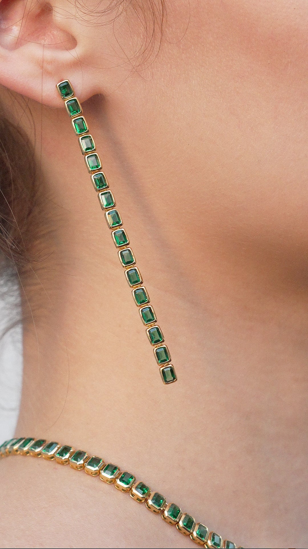 Cassidy Earrings Emerald Gold Vermeil