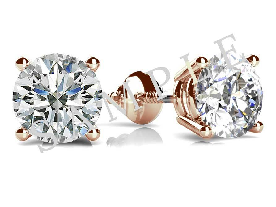 Halo Studs 18K Rose Gold with 0.6 Total carat weight Round diamond Ideal/Ideal-cut H color VS2/VS2-clarity
